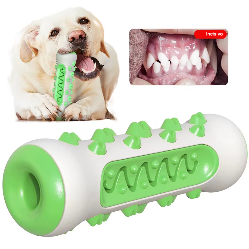 2 em 1- Brinquedo e Escova de Dentes de Borracha para Cães - Diversão e Cuidado em um Só Brinquedo!