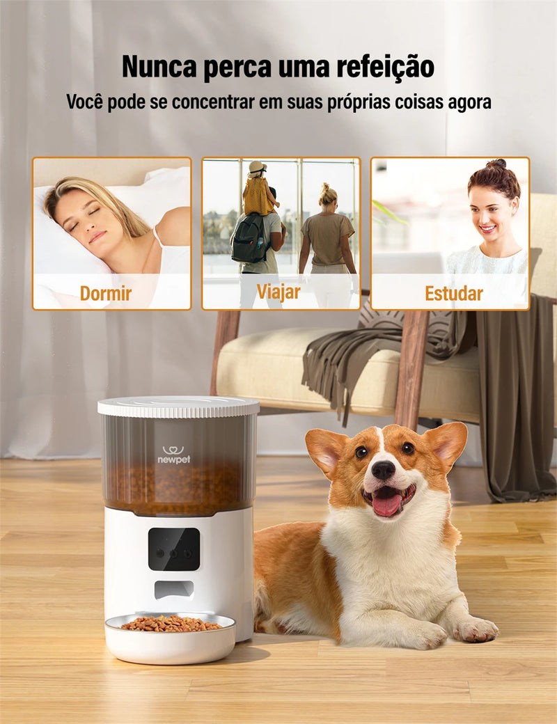 Alimentador Automático Inteligente 4L - Alimentação Perfeita Para Seu Pet Mesmo Quando Você Não Está Em Casa!