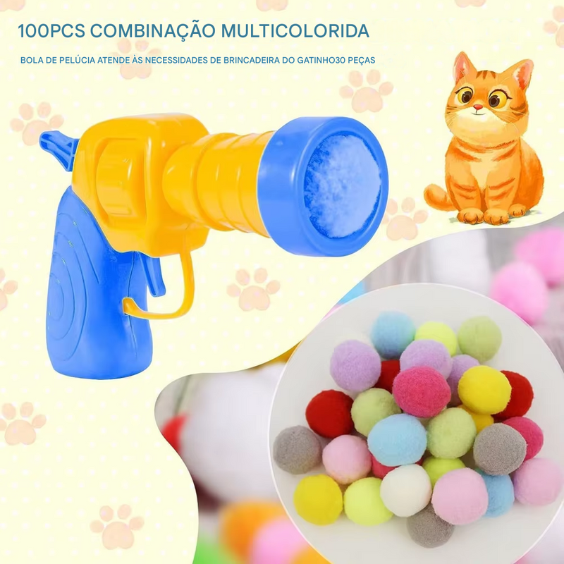 Pistola de Brinquedo Lançador de Bola para Gatos – Diversão Garantida para seu Felino!