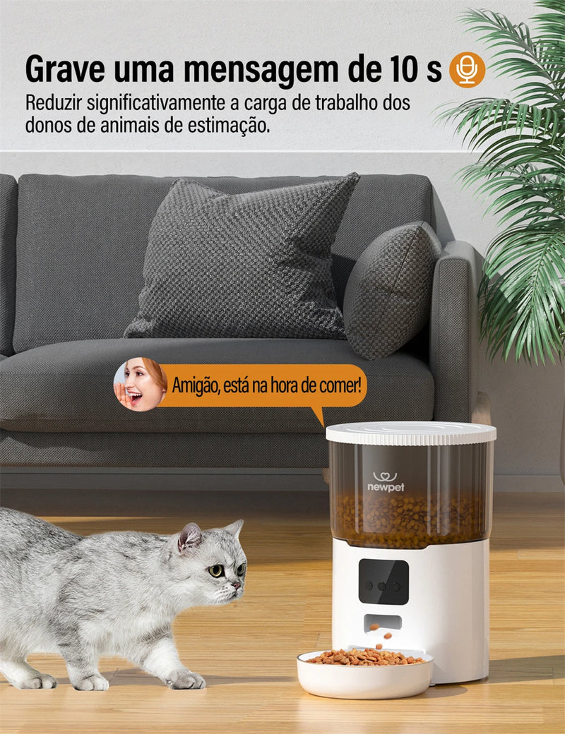 Alimentador Automático Inteligente 4L - Alimentação Perfeita Para Seu Pet Mesmo Quando Você Não Está Em Casa!