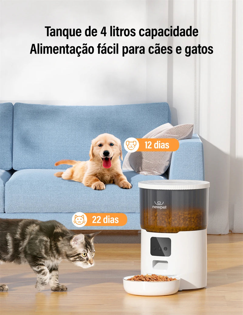 Alimentador Automático Inteligente 4L - Alimentação Perfeita Para Seu Pet Mesmo Quando Você Não Está Em Casa!