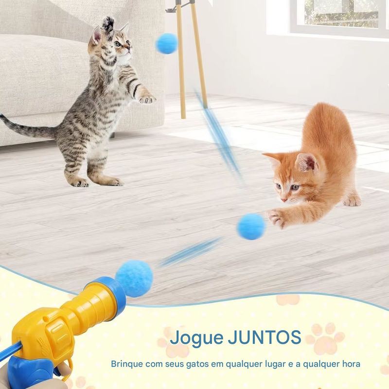 Pistola de Brinquedo Lançador de Bola para Gatos – Diversão Garantida para seu Felino!